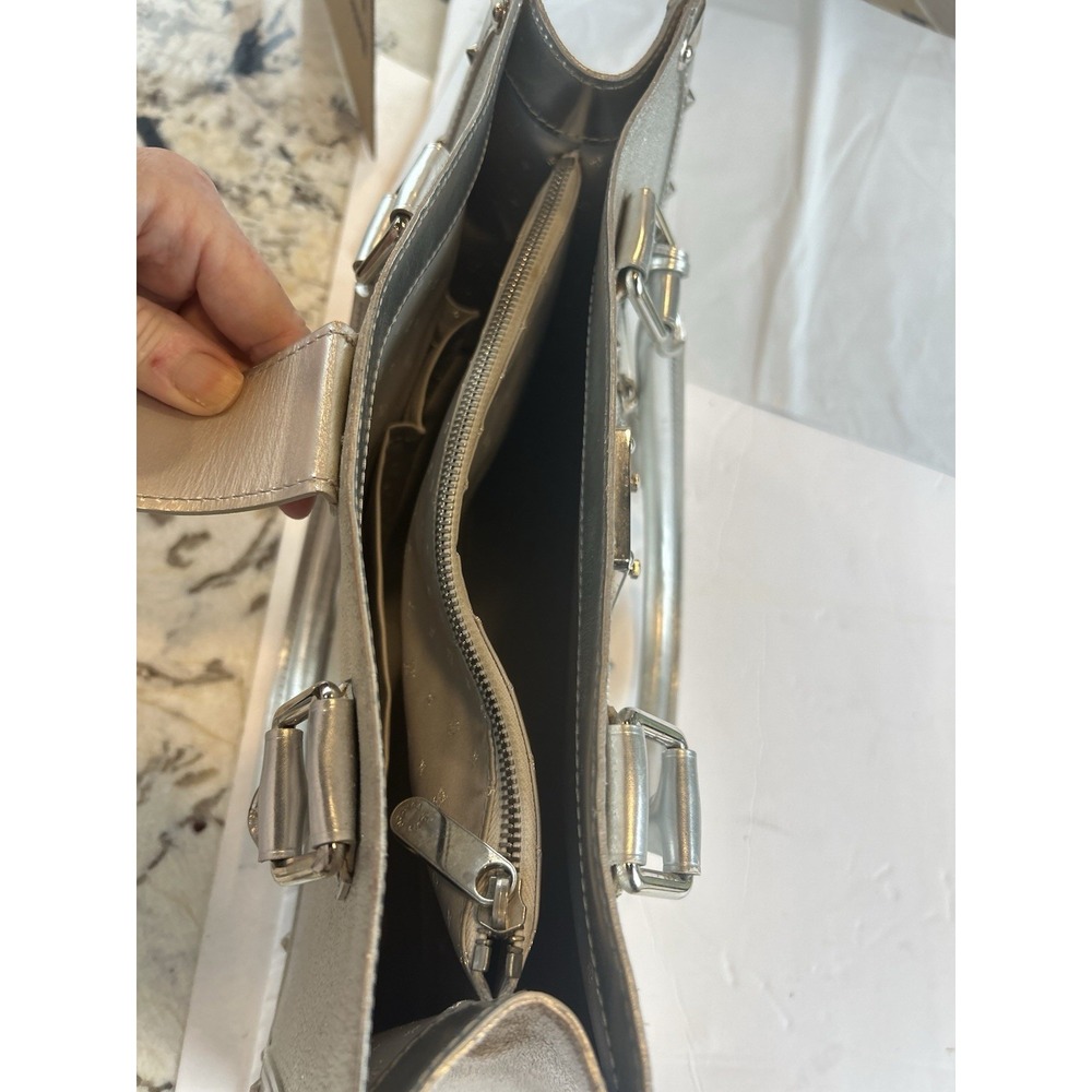 Louis Vuitton Suhali Le Fabuleux Metallic Silver Goat Leather Bag Studs Zips EUC - Picture 8 of 15